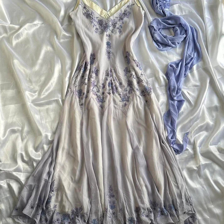 Light Purple Elegant V-neck Exquisite Beaded Appliques Long Chiffon Mermaid Ball Gown Evening Dress Birthday Costume Party Dress gh3173