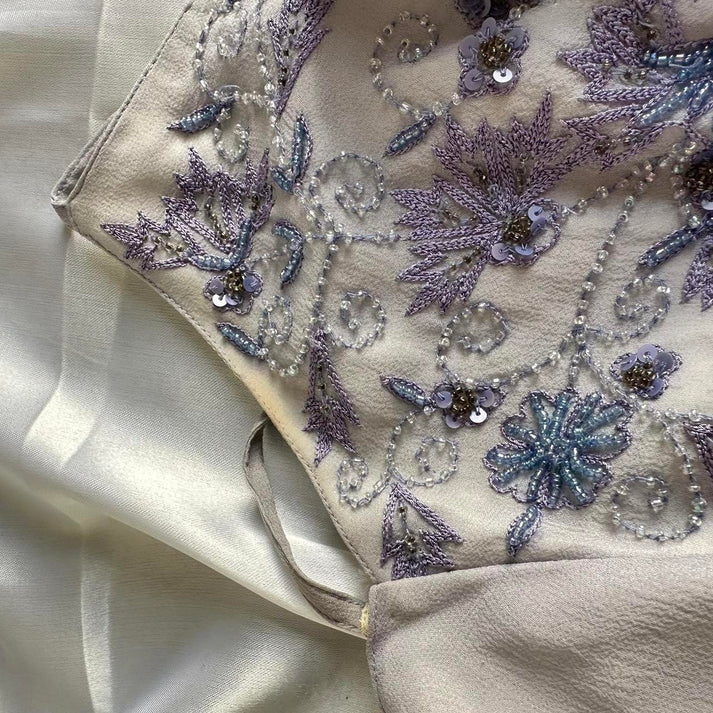 Light Purple Elegant V-neck Exquisite Beaded Appliques Long Chiffon Mermaid Ball Gown Evening Dress Birthday Costume Party Dress gh3173