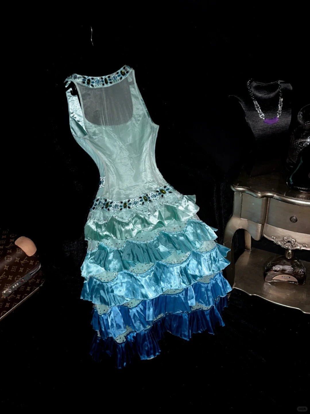 Blue Beaded Gorgeous Homecoming Dress Short Tulle Ball Gown Evening Dress gh4427