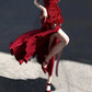 Red One Shoulder Retro Fashion Flower Long Dress gh6657
