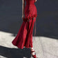Red One Shoulder Retro Fashion Flower Long Dress gh6657
