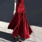 Red One Shoulder Retro Fashion Flower Long Dress gh6657