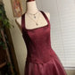 Burgundy red vintage elegant shiny beaded long tulle Prom Gown evening dress party dress gh3457
