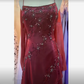 Burgundy Vintage Beaded Long Ball Gown Evening Dress Floor Length Party Dress with Scarf gh3059