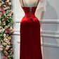 Rot wunderschöne exquisite mode glänzende spaghetti-trägern schlitz meerjungfrau schlanke lange satin ballkleid abendkleid partykleid gh3230