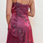 Burgundy Vintage Beaded Long Ball Gown Evening Dress Floor Length Party Dress with Scarf gh3059