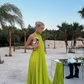 Yellow green fashion pleated backless long elegant chiffon ball gown evening dress party dress gh3127