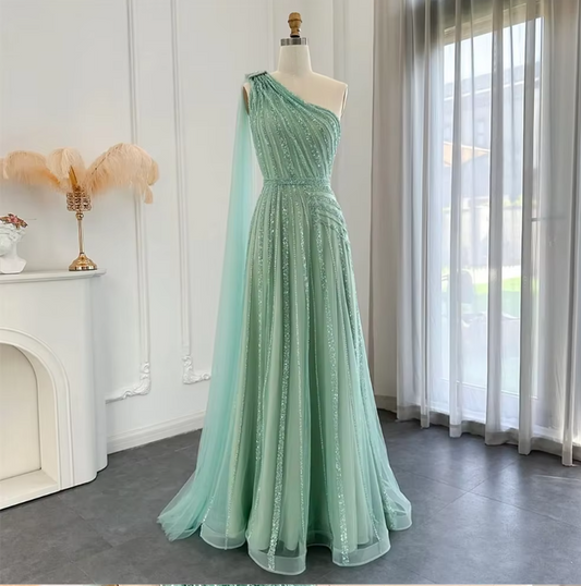 Yellow/Green/Purple shiny elegant exquisite beaded long tulle ball gown unique evening dress gh1876