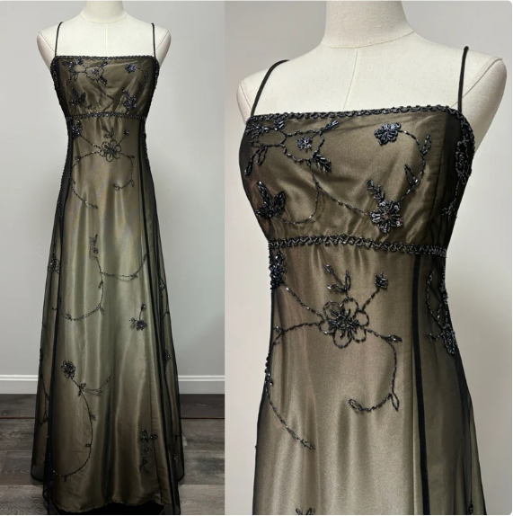 Wunderschönes Vintage Ombre Perlen langes Tüll Satin Ballkleid Abendkleid Partykleid gh3429