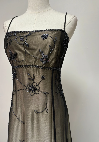 Wunderschönes Vintage Ombre Perlen langes Tüll Satin Ballkleid Abendkleid Partykleid gh3429