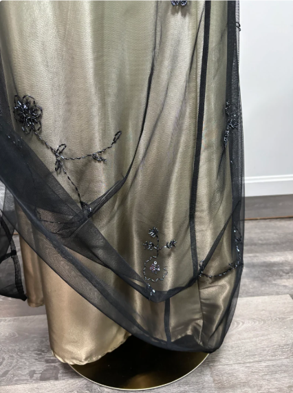 Wunderschönes Vintage Ombre Perlen langes Tüll Satin Ballkleid Abendkleid Partykleid gh3429