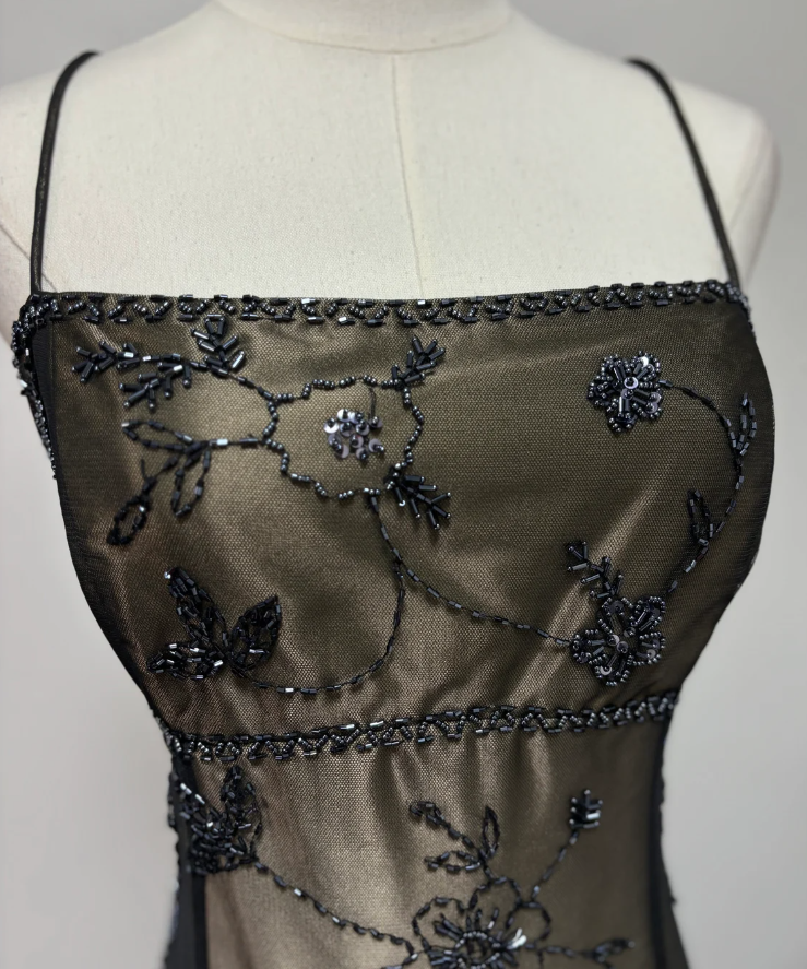 Wunderschönes Vintage Ombre Perlen langes Tüll Satin Ballkleid Abendkleid Partykleid gh3429