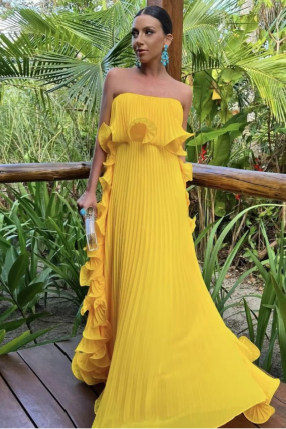 Red/Yellow a-line ruffled long Chiffon ball gown prom dress evening dress wedding guest party dress gh2951