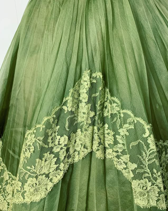Green sweet and cute exquisite lace long tulle prom dress evening dress birthday party dress homecoming dress gh3539
