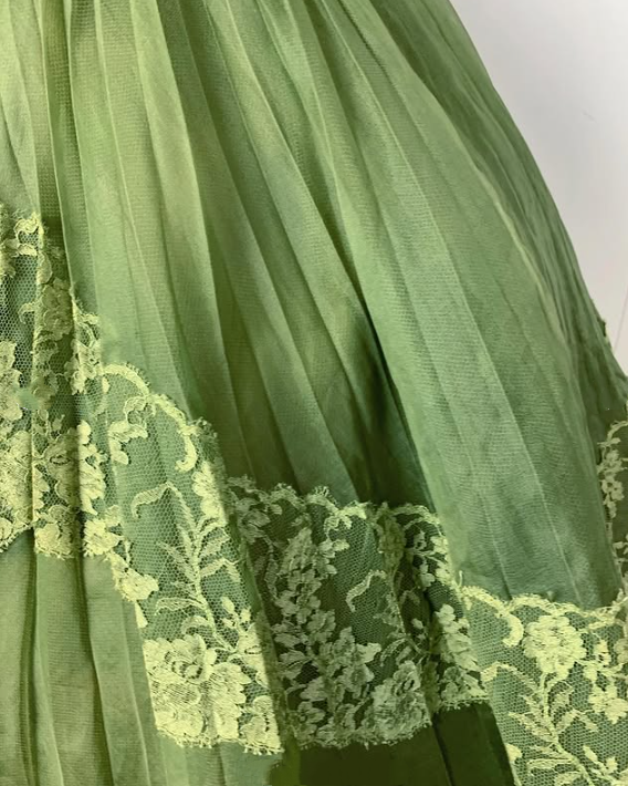 Green sweet and cute exquisite lace long tulle prom dress evening dress birthday party dress homecoming dress gh3539