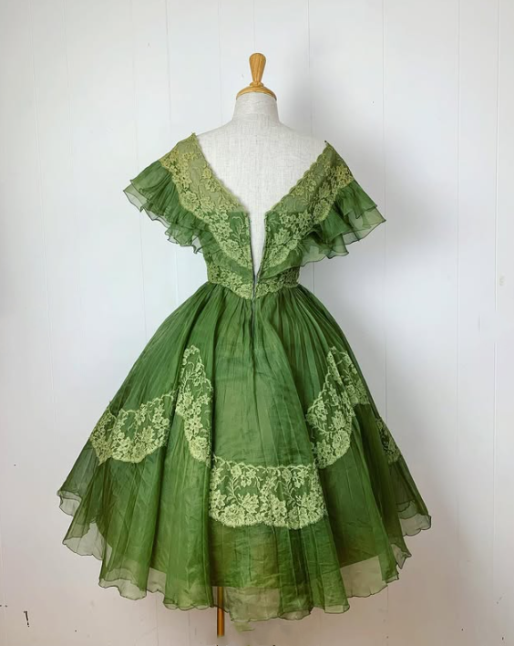 Green sweet and cute exquisite lace long tulle prom dress evening dress birthday party dress homecoming dress gh3539