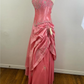 Robe de soirée longue en satin rose, magnifique, scintillante, exquise et délicate, avec perles, gh3584