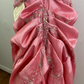 Robe de soirée longue en satin rose, magnifique, scintillante, exquise et délicate, avec perles, gh3584