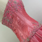 Robe de soirée longue en satin rose, magnifique, scintillante, exquise et délicate, avec perles, gh3584