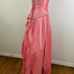 Robe de soirée longue en satin rose, magnifique, scintillante, exquise et délicate, avec perles, gh3584