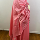 Robe de soirée longue en satin rose, magnifique, scintillante, exquise et délicate, avec perles, gh3584