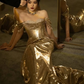 Gold Gorgeous Fashion Elegant Exquisite Beaded Long Sequin Mermaid Slim Ball Gown Evening Dress gh3422