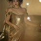 Gold Gorgeous Fashion Elegant Exquisite Beaded Long Sequin Mermaid Slim Ball Gown Evening Dress gh3422