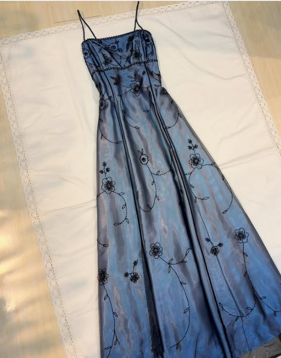 Blue Delicate Beaded Long Tulle Elegant Ball Gown Evening Dress Formal Birthday Party Dress Prom Dress gh3611