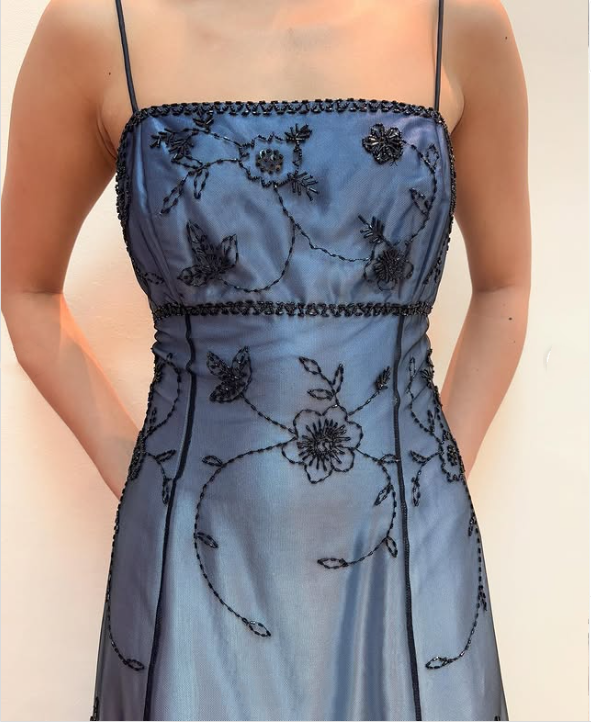 Blue Delicate Beaded Long Tulle Elegant Ball Gown Evening Dress Formal Birthday Party Dress Prom Dress gh3611