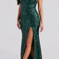 Robe de soirée élégante et sexy, vert émeraude/argent/orange/rose/jaune, bretelles spaghetti, paillettes, sirène, coupe slim, fente longue, longueur au sol, robe de bal, robe de soirée gh2238