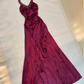 Purple Fashion Elegant Fairy Exquisite Beaded Suspender Long Satin Ruffle Ball Gown Evening Dress Birthday Party Dress Prom Dress gh3759