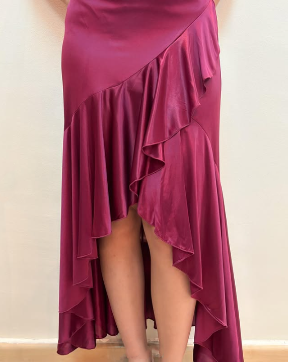 Purple Fashion Elegant Fairy Exquisite Beaded Suspender Long Satin Ruffle Ball Gown Evening Dress Birthday Party Dress Prom Dress gh3759
