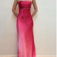 Pink Fashion Gradient Elegant Fairy Exquisite Beading Spaghetti Strap Long Satin Ball Gown Evening Dress Birthday Party Dress Prom Dress gh3760
