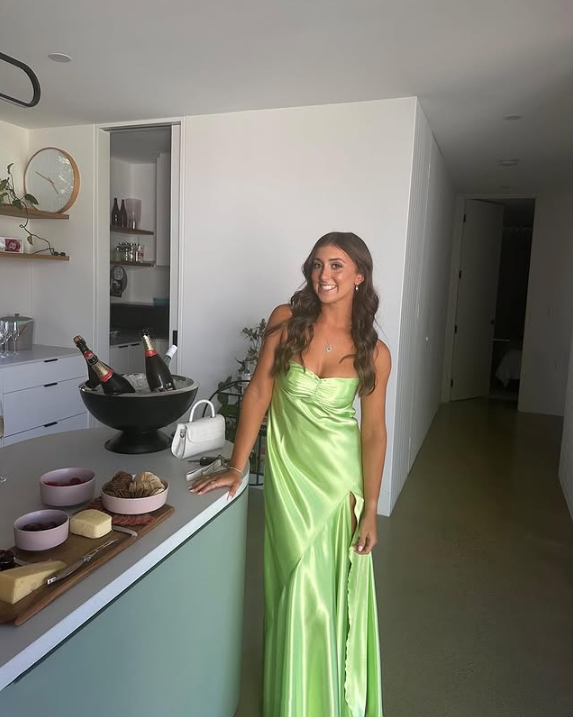 Green Fashion Elegant Spaghetti Strap Long Satin Ball Gown Evening Dress Wedding Guest Birthday Party Dress Prom Dress gh3762