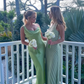 Green Fashion Elegant Spaghetti Straps Long Slit Sexy Satin Ball Gown Evening Dress Wedding Guest Birthday Party Dress Prom Dress gh3763