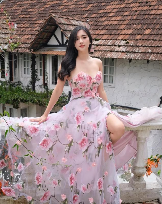 Pink Fashion Elegant Floral Long Chiffon Ball Gown Evening Dress Wedding Guest Party Dress Prom Dress gh3770