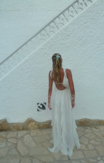 White pure color youthful elegant sweet long chiffon ruffle irregular skirt seaside beach holiday party dress evening dress prom dress gh3538