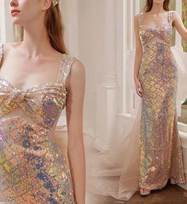 Robe de bal sirène rose magnifique et étincelante avec nœud amovible, longue robe de bal élégante à paillettes, robe de soirée gh3544