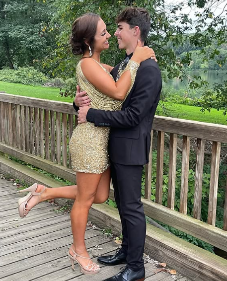 Gold Sequin One-Sleeve Short Homecoming Dress  gh1782