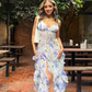 Blue Charming Floral A-Line Spaghetti Strap Long Ball Gown Party Dress Evening Gown gh3009