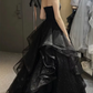 Black Shiny Sweetheart Tulle Layers Ball Gown Formal Dresses, Black Evening Dress Prom Dress  gh2302