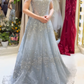 Light blue elegant gorgeous exquisite beaded long Tulle shining ball gown evening dress wedding dress gh4353