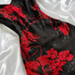 Robe de soirée longue en mousseline de soie, noire et rouge, à fleurs et perles, élégante, robe d'anniversaire, robe de soirée, gh4446