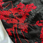 Robe de soirée longue en mousseline de soie, noire et rouge, à fleurs et perles, élégante, robe d'anniversaire, robe de soirée, gh4446