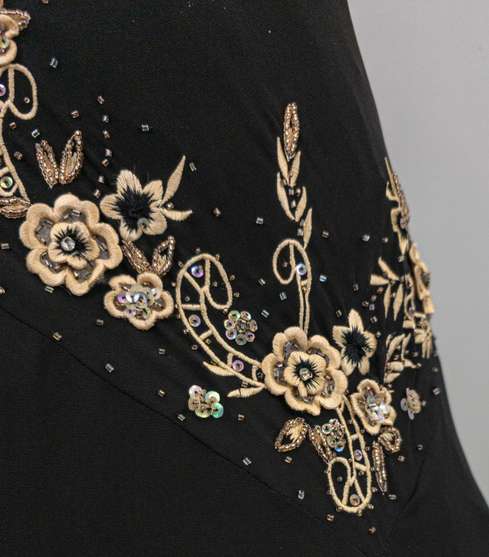 Black vintage asymmetric yellow floral short chiffon homecoming dress prom dress holiday dress gh4653