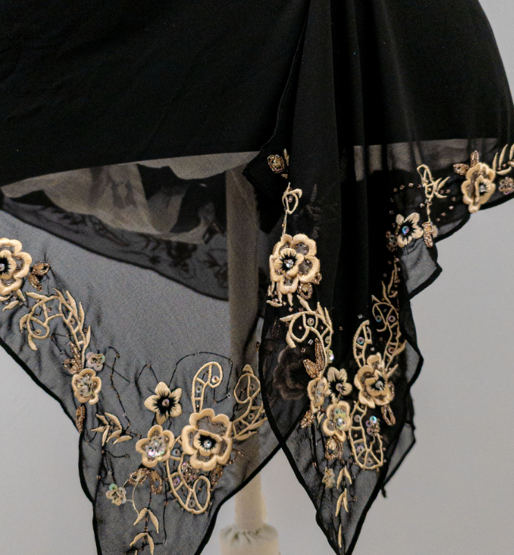 Black vintage asymmetric yellow floral short chiffon homecoming dress prom dress holiday dress gh4653