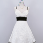 White Vintage Lace Short Chiffon Pleated Homecoming Dress gh4654