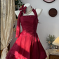 Burgundy Fashion Satin Short Tulle Homecoming Dress Prom Dress Birthday Party Dress gh4695