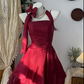 Burgundy Fashion Satin Short Tulle Homecoming Dress Prom Dress Birthday Party Dress gh4695