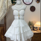 White Beaded Short Chiffon Homecoming Dress Party Dress Prom Dress gh4701